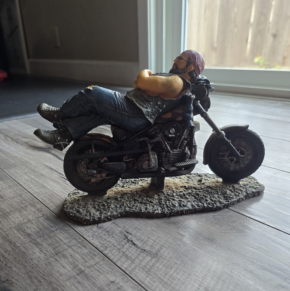 Sturgess Biker On Motorcycle Ceramic Figurine
